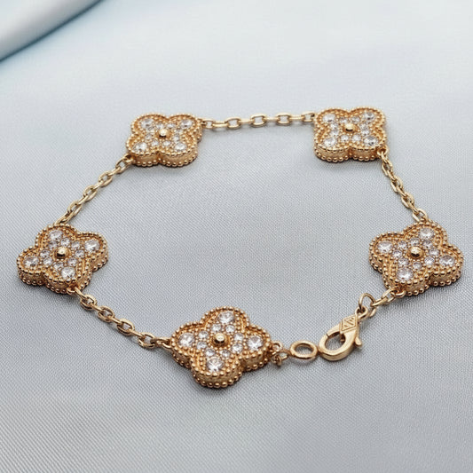 Floral Zircon Bracelet (Rose Gold Finish)