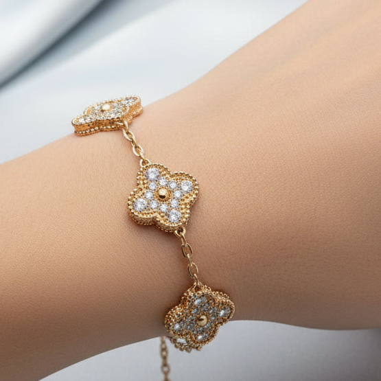 Floral Zircon Bracelet (Rose Gold Finish)