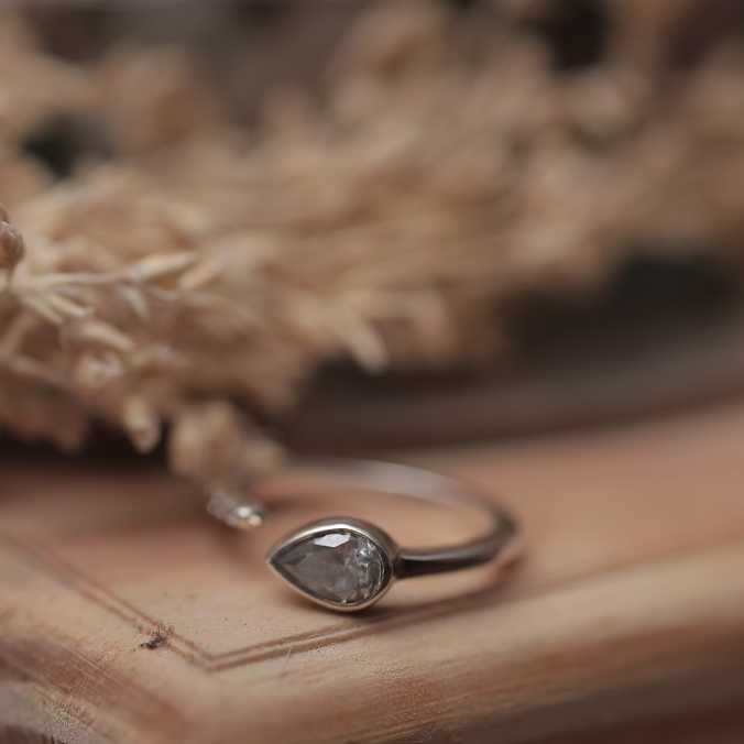 Silver Tear Drop Ring