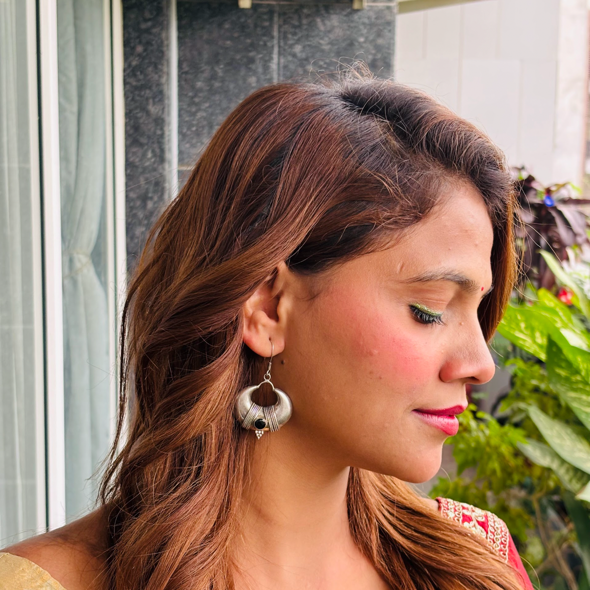 Silver vintage dome earing