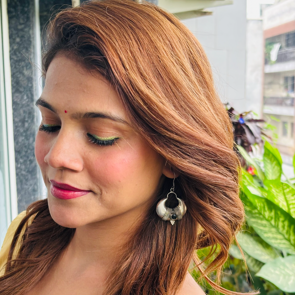 Silver vintage dome earing
