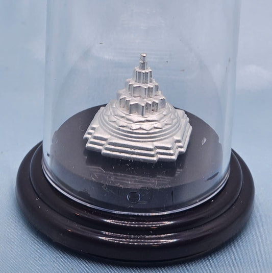 Silver Meru Shri Yantra in Glass Dome