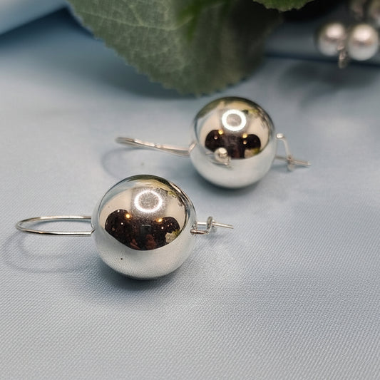 Silver Ball Drop Earrings