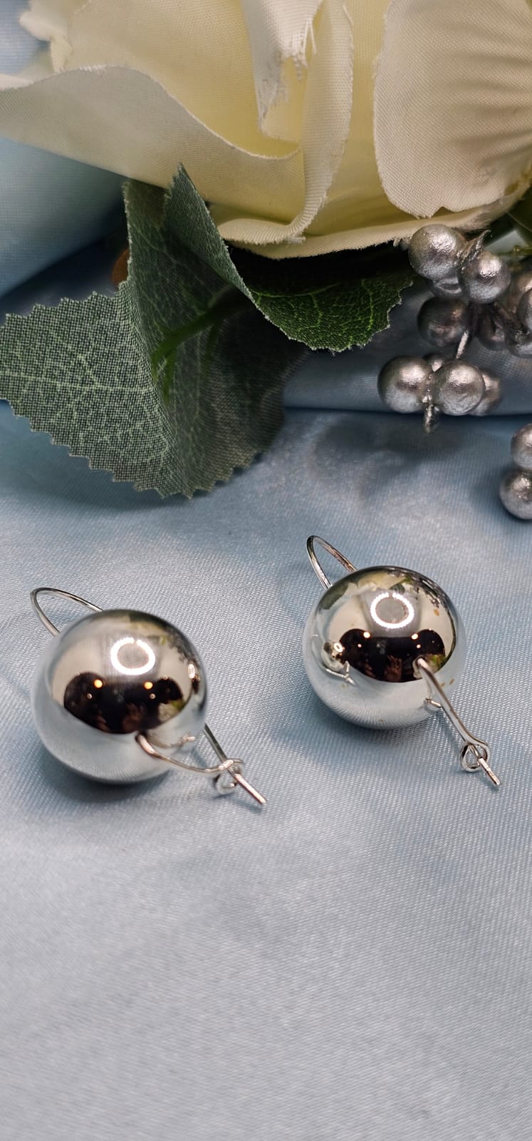 Silver Ball Drop Earrings