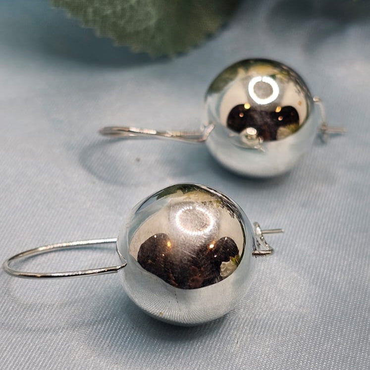 Silver Ball Drop Earrings