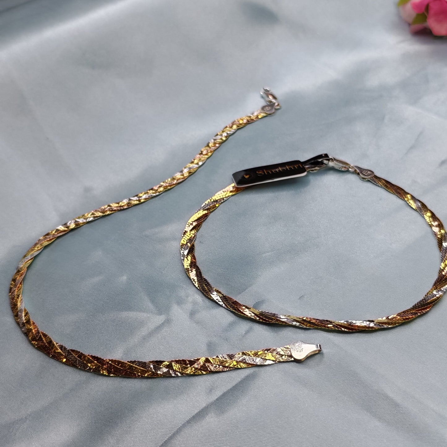 Silver Anklet With Gold Polish