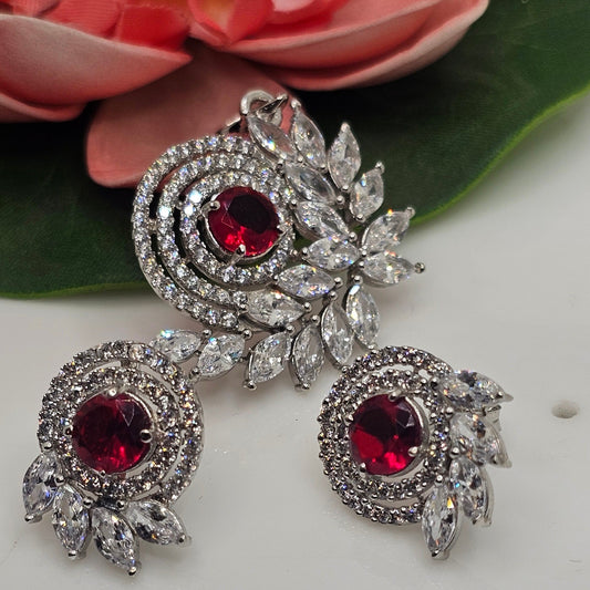 Pink stone Pendant Set