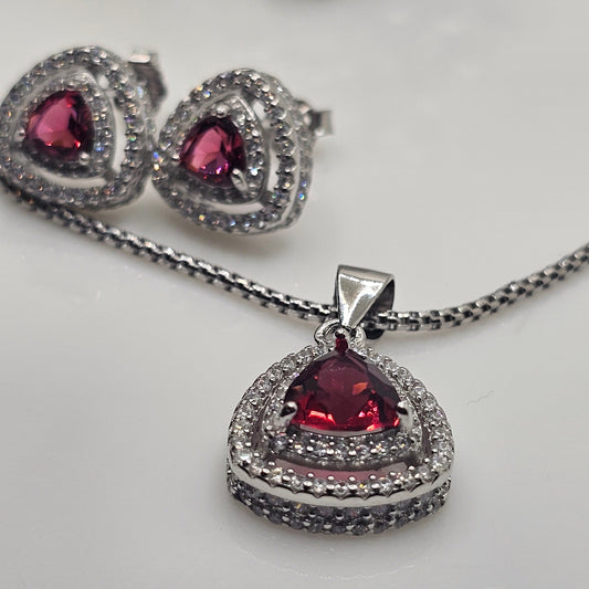 Pink stone Triangle Pendant