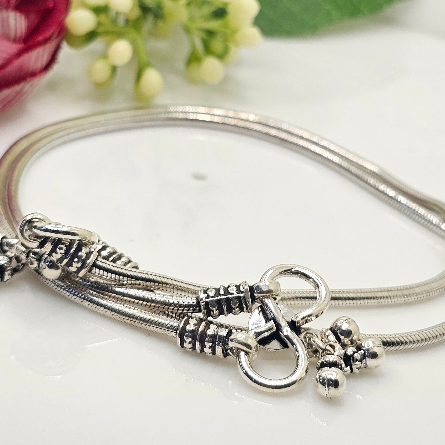 Plain heavy anklet with ghungru