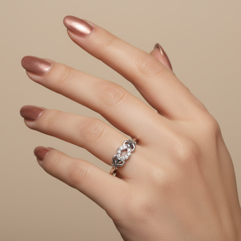 Linked heart ring