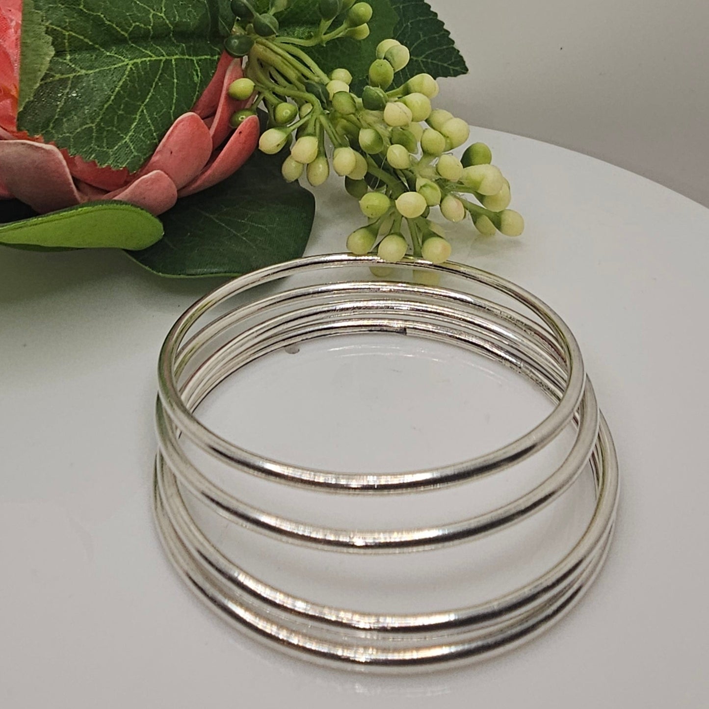 Silver Bangle Set Of 4
