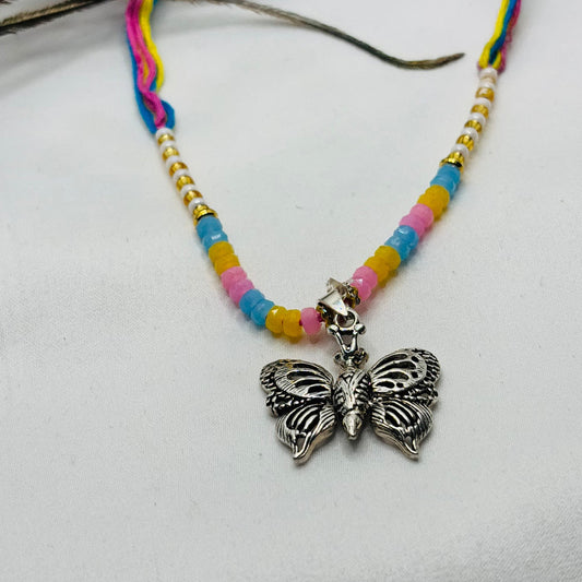 Silver butterfly Pendant Lumba Rakhi