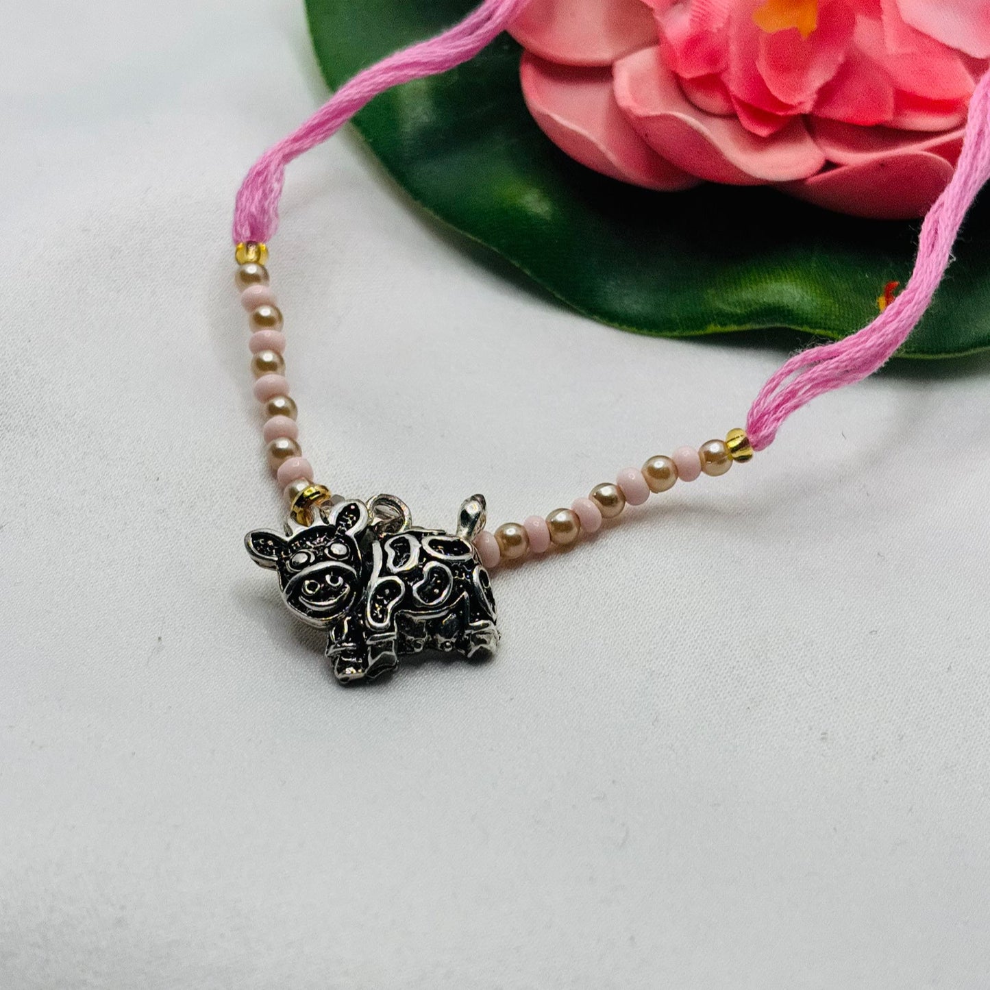 Silver cow Pendant Lumba Rakhi