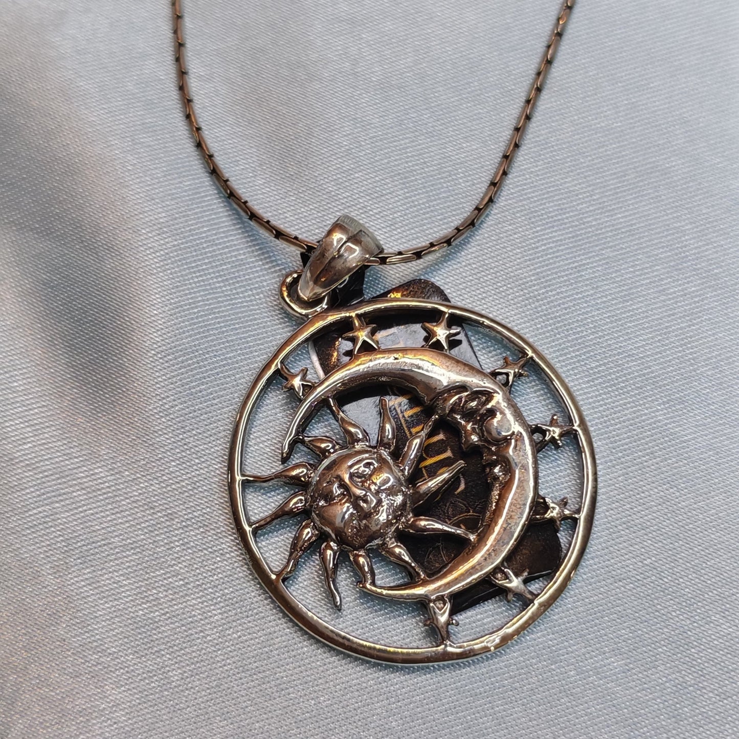 Sun Moon Silver pendant Rakhi