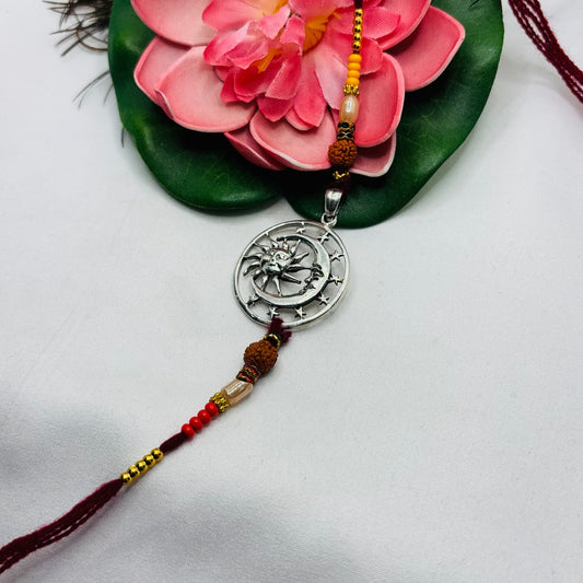 Sun Moon Silver pendant Rakhi