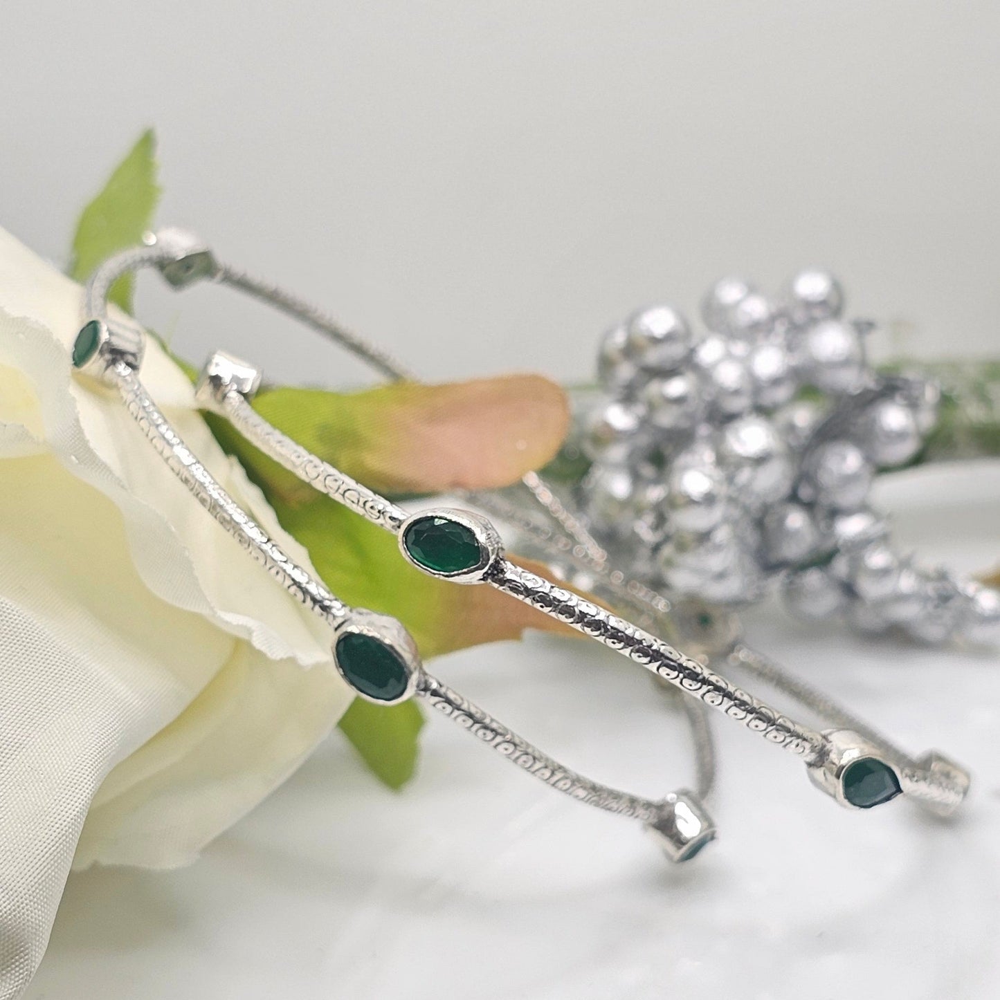 green stone bangle
